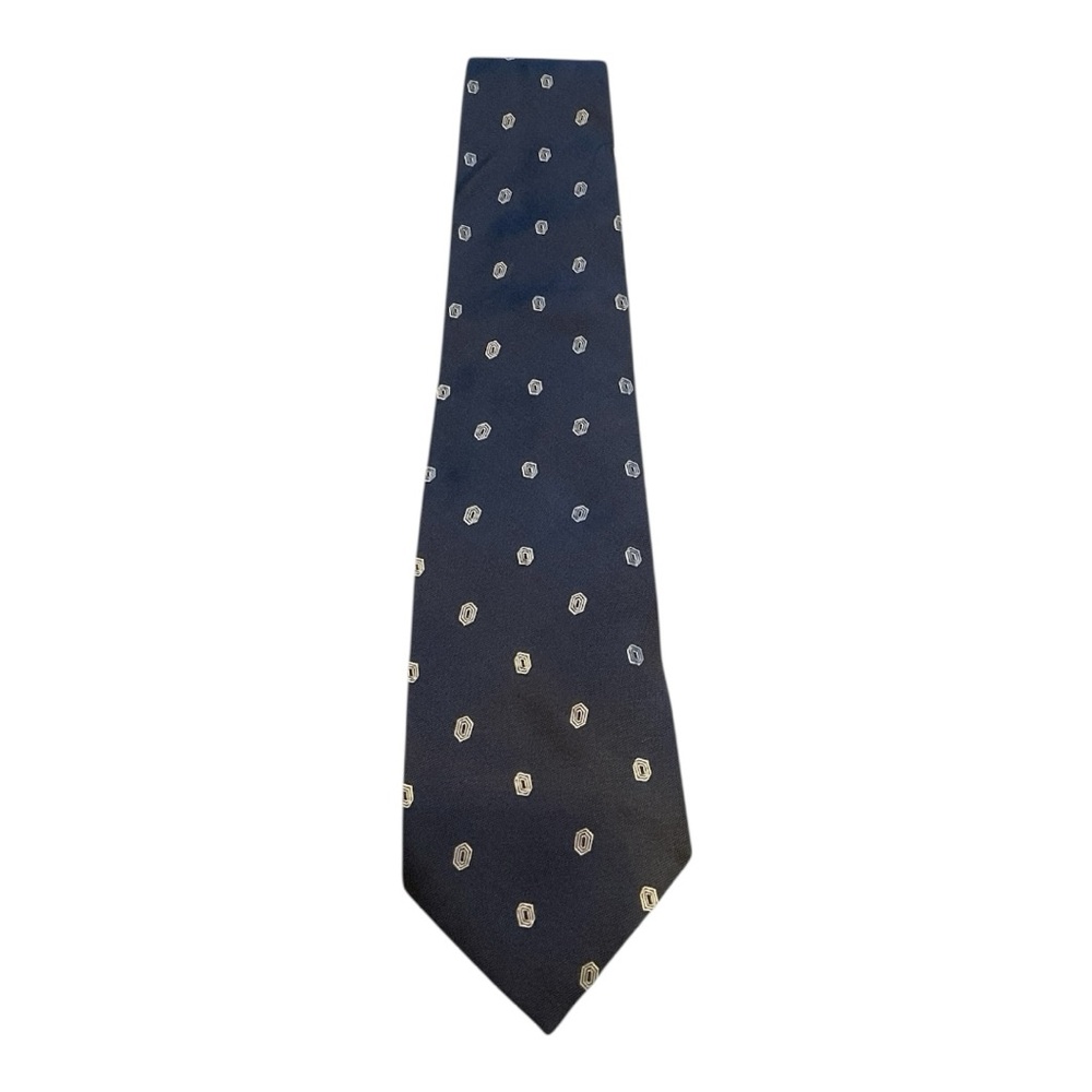 Men’s Ralph Lauren purple label 100% silk made in England navy with geometric